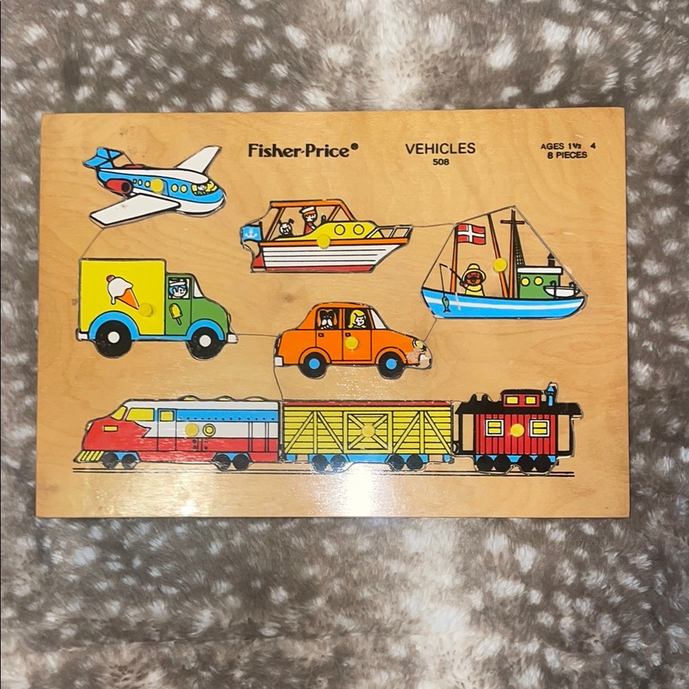 Vintage- 70’s Fisher-Price Wooden Vehicle Puzzle - Multicolor